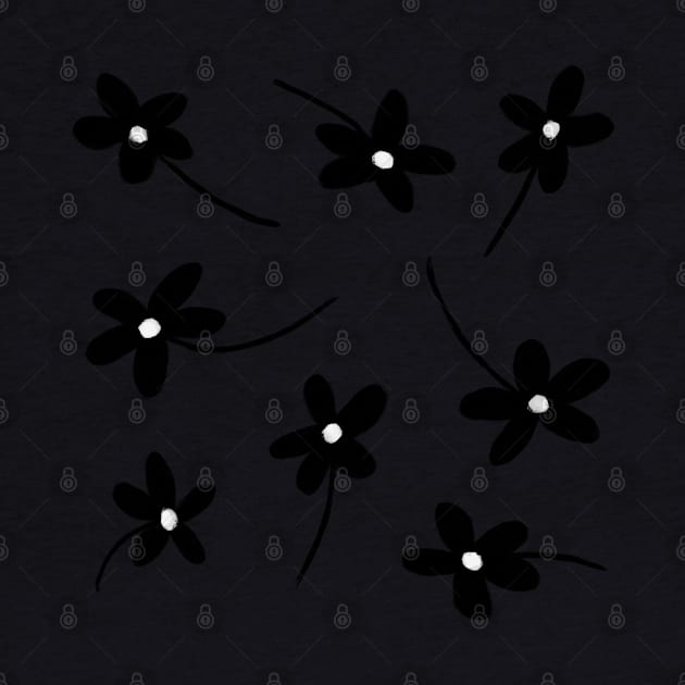 Simple Small Black Flower Pattern on White by StephersMc